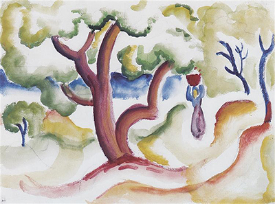 Woman with Pitcher under Trees August Macke